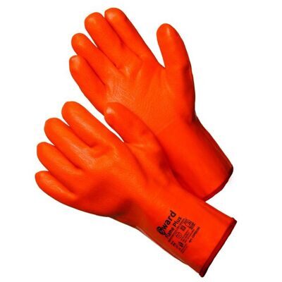 "FLAME PLUS" Трикотажные утепленные перчатки с оранжевым МБС покрытием цельнозалитые